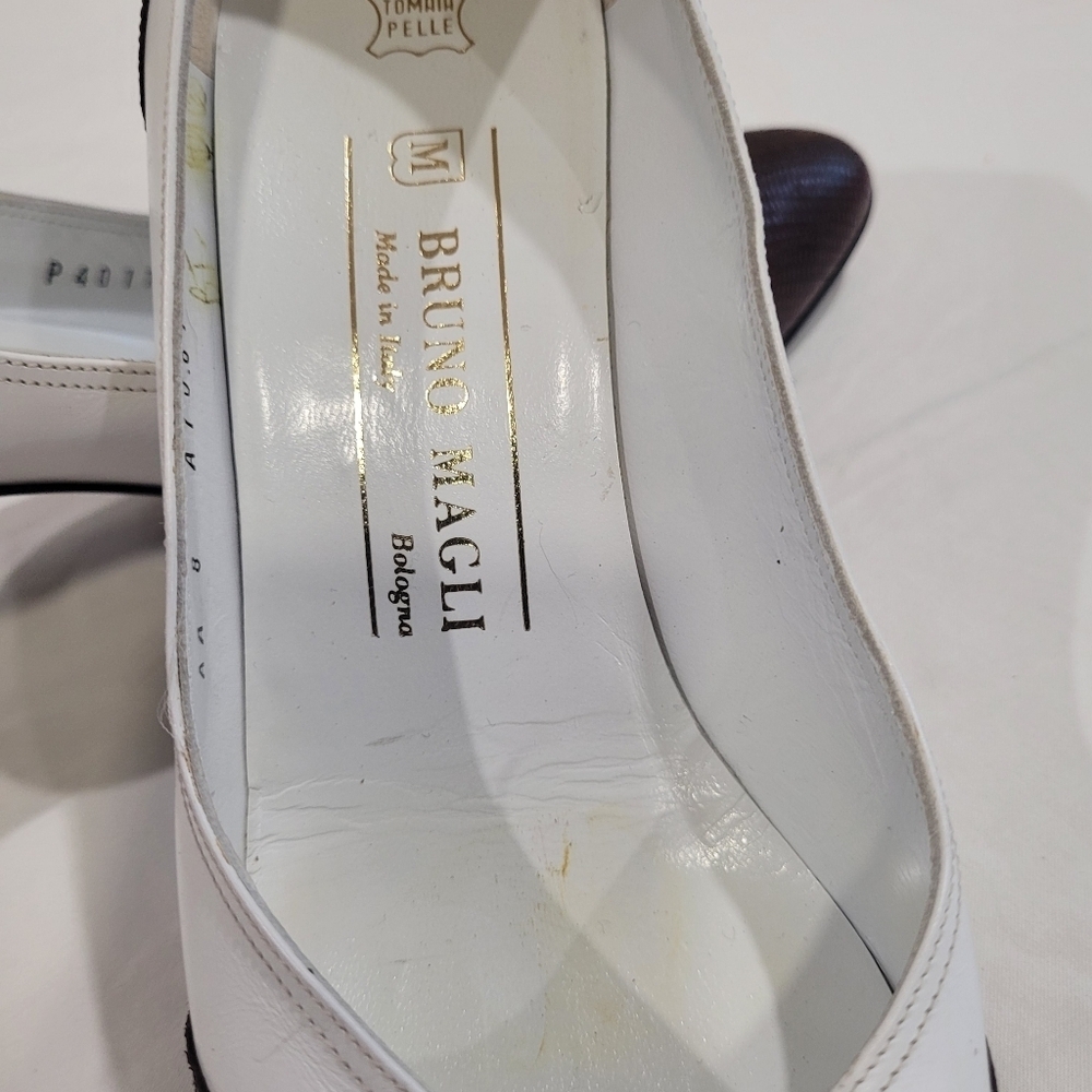 Bruno Magli Two-Tone Brown and White Heels - Picture 5 of 10